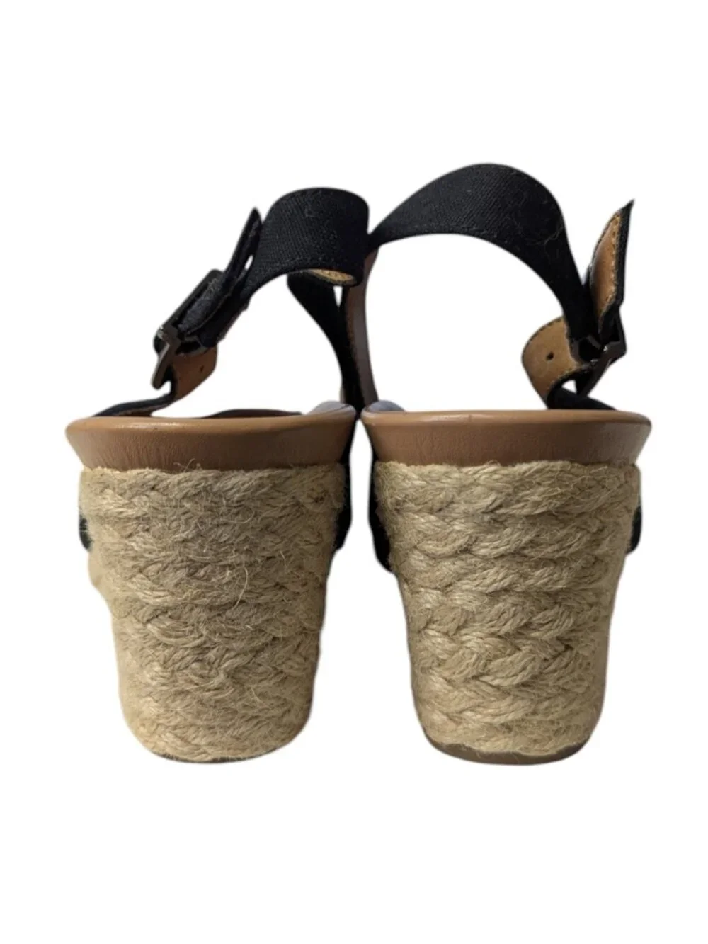 Vionic Coralina Black Canvas Espadrille Wedge Slingback Sandals Womens 8 Comfort